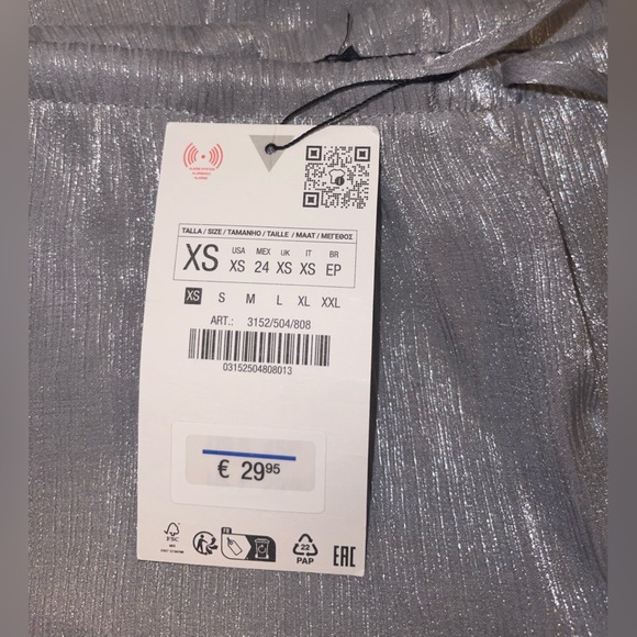 Light blue metallic Zara Pants. Size- XS. Brand New - Picture 5 of 5
